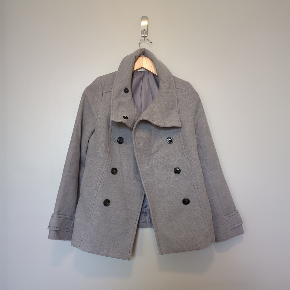 H&M Gray Pea Coat Double-Breasted Style